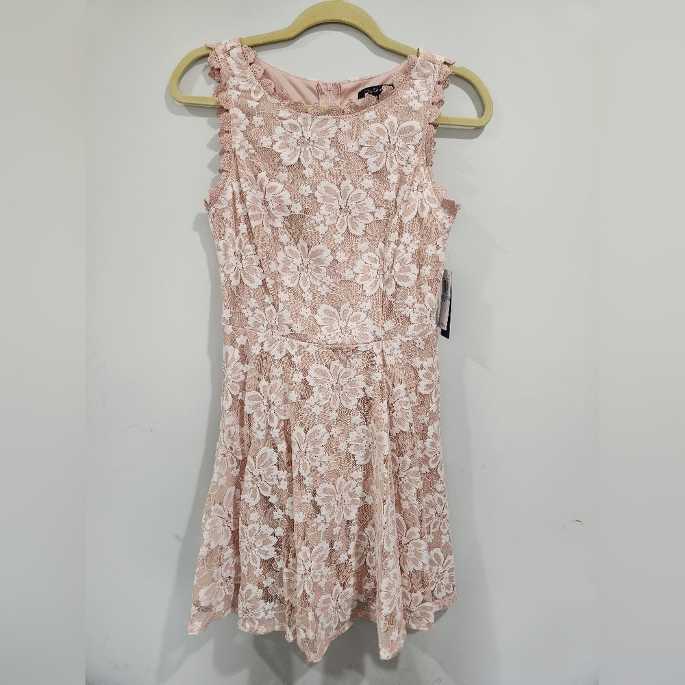NWT City Studios Lace Floral Dress in Pink